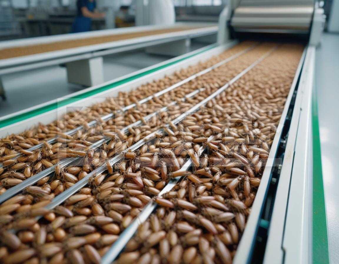 食品生產線上的蟋蟀被壓扁